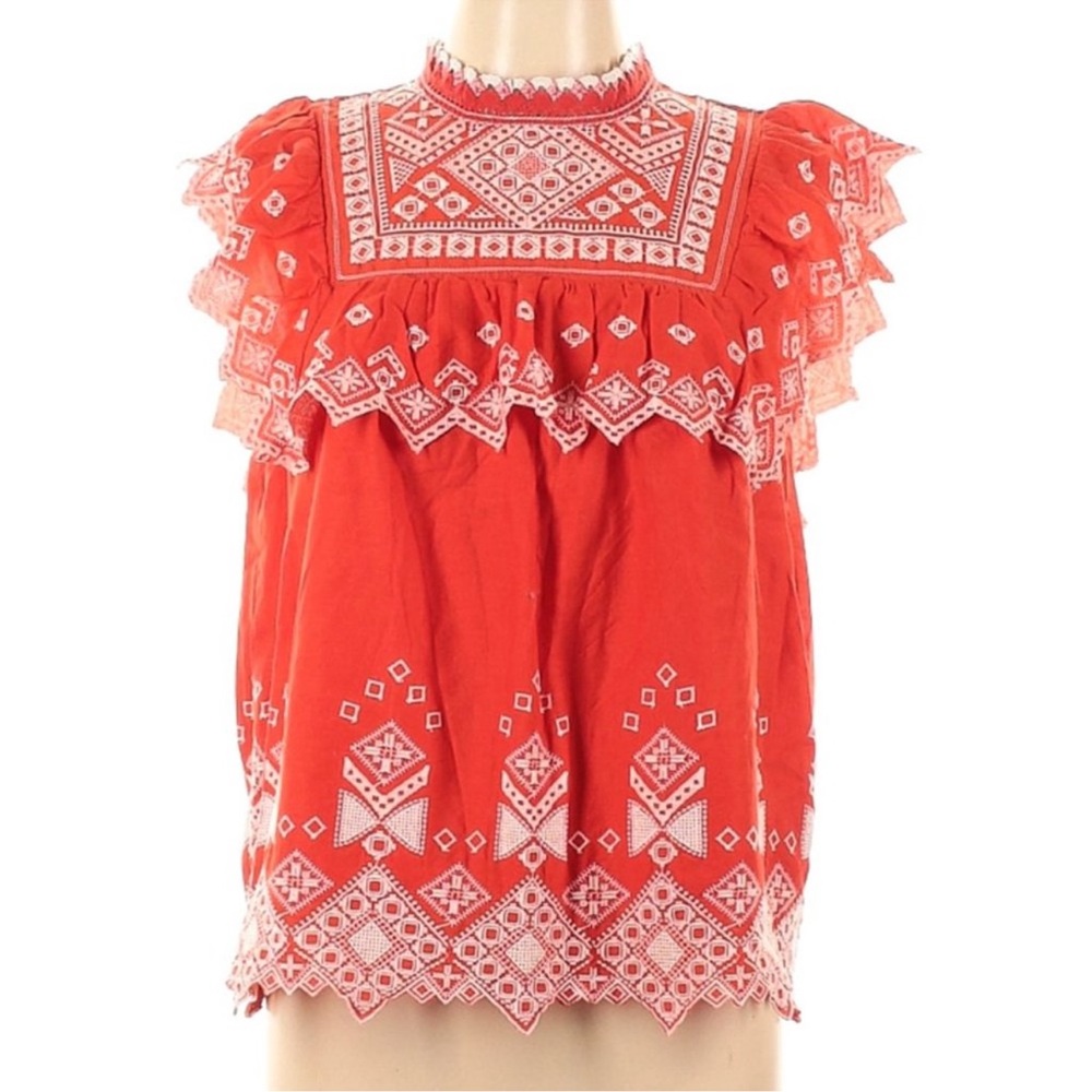 Anthropologie Feather Bone ‘Briar’ Embroidered Eyelet Lace Sleeveless Blouse - Picture 2 of 8
